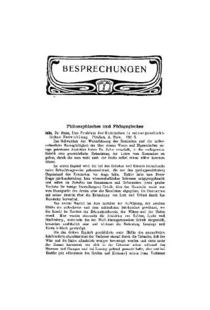 Besprechungen : Philosophisches und Pädagogisches