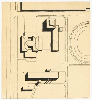 Hochschulbibliothek, Karlsruhe Neubau: Vorprojekt: Erweiterung der Mensa und Neubau Hochschulbibliothek. Lageplan, 1:1000