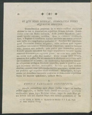 VIIII. Ne Quis Nimis Ditescat, Democratica Potius Aequalitas Servetur