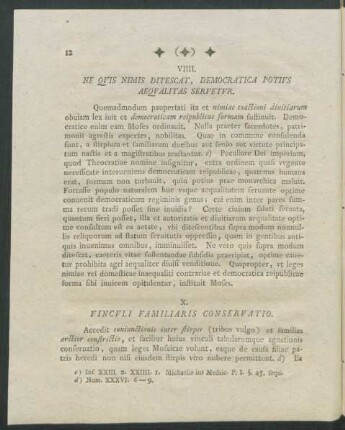 VIIII. Ne Quis Nimis Ditescat, Democratica Potius Aequalitas Servetur