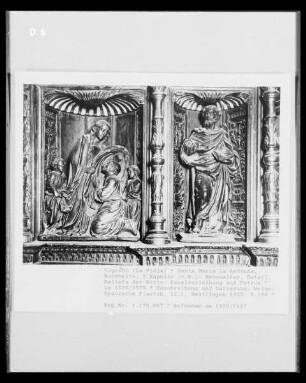 Altar, Detail, Mittelgeschoss: Kaselverleihung und Petrus