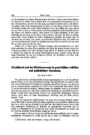 Deutschland und der Mittelmeerraum in geopolitischer, rassischer und geschichtlicher Beziehung
