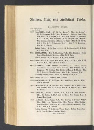 Stations, Staff, and Statistical Tables