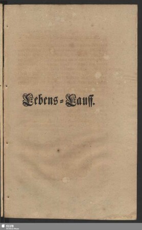 Lebenslauf : Lebens-Lauff