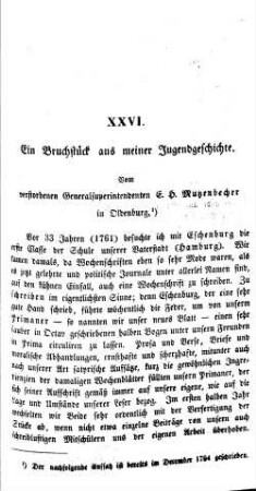 Ein Bruchstück aus meiner Jugendgeschichte.