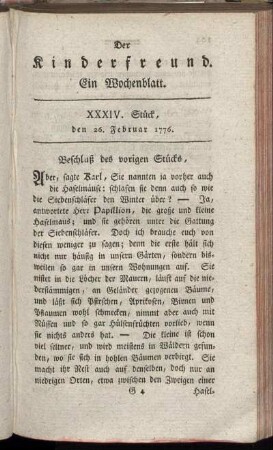 XXXIV. Stück, den 26. Februar 1776