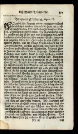 Babylons Zerstörung. Apoc. 18.
