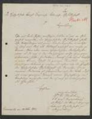 Brief von Franz Herbich an Regensburgische Botanische Gesellschaft