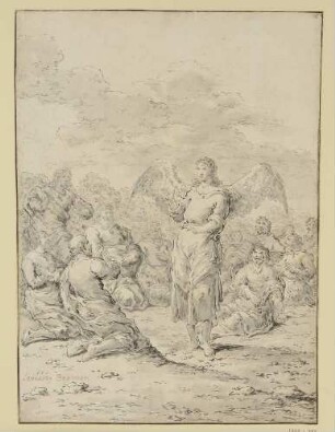 Altes Testament; Folge I, Blatt 10: Der Engel spricht zu den Israeliten am Ort der Weinenden