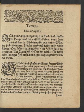 Textus. Ex Iobi Capite 1.