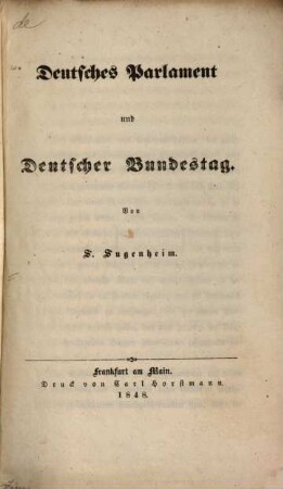 Deutsches Parlament und deutscher Bundestag