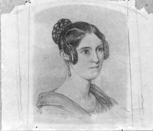 Charlotte Carus : Rietschel, Ernst: Charlotte Carus (zweite Ehefrau von Ernst Rietschel). 1837. Bleistift auf hellbräunlichem Velin; 9,1 x 12 cm. Privatbesitz, WVZ 141