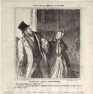 Une méprise a l'Odéon un jour de tragédie. - Mais viens donc, mais viens donc!... - J'te dis que ça n'est pas fini on vient de relever le rideau et voila encore un romain qui est en scène!