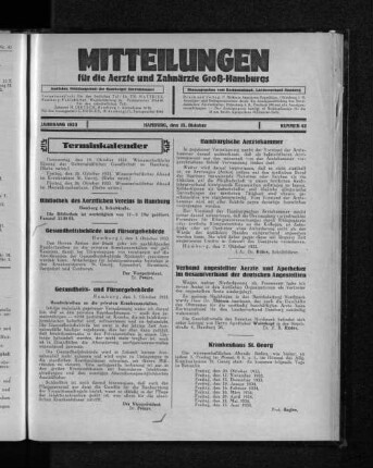 Jahrgang 1933, Hamburg, den 15. Oktober, Nummer 42
