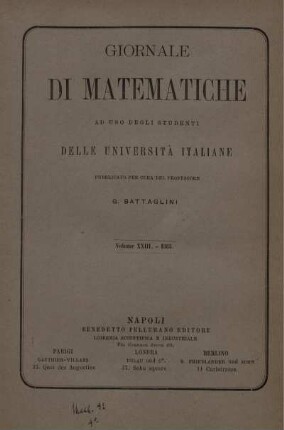 23: Giornale di matematiche