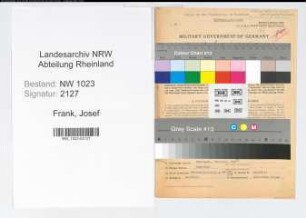 Entnazifizierung Josef Frank , geb. 26.04.1892 (Rektor)