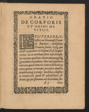 Oratio De Corporis Et Animi Divitiis.