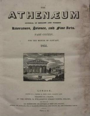 THE ATHENAEUM JOURNAL OF ENGLISH AND FOREIGN Literature, Science, and fine Arts. PART CCCXXV. - PART CCCXXX.