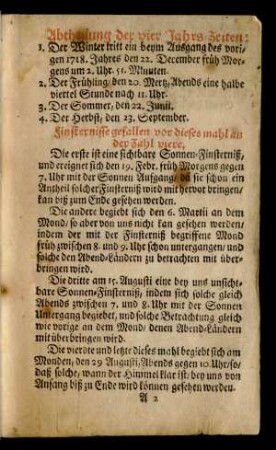 Abtheilung der vier Jahrs-Zeiten: