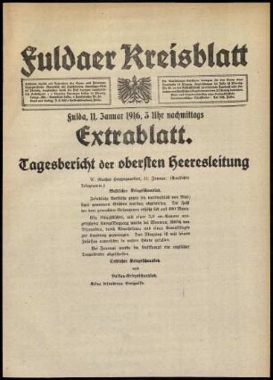 Ausgabe vom Dienstag, den 11. Januar 1916.
