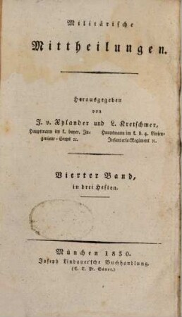 Militärische Mittheilungen. 4. 1830