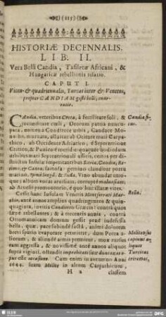 Historiae Decennalis. Lib. II. Vera Belli Candia, Tafiletae Africani, & Hungaricae rebellionis relatio