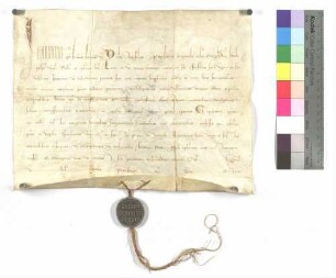 Papst Innozenz IV. bestätigt für die Kirche in Orenghowen (=Öhringen) einen 40.tägigen? Ablass; ausgestellt Lyon (Lugdunum), 1251; Pergament, Bleibulle an Seidenfaden.