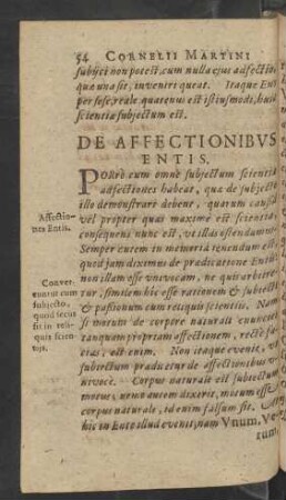 De Affectionibus Entis.