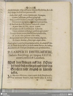 [XXV.] D. Lamperti Distelmeieri ...