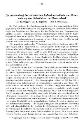 Die Anwendung der seismischen Reflexionsmethode zur Untersuchung von Salzstöcken im Harzvorland