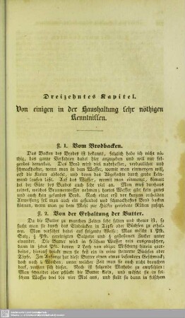 Dreizehntes Kapitel. Von einigen in der Haushaltung sehr nöthigen Kenntnissen