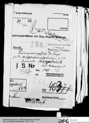 Finanzierungshilfe des Reiches zu den Aufschließungsarbeiten der Gemeinde Leegebruch, Kr. Osthavelland