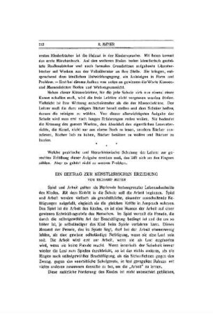 Ein Beitrag zur künstlerischen Erziehung