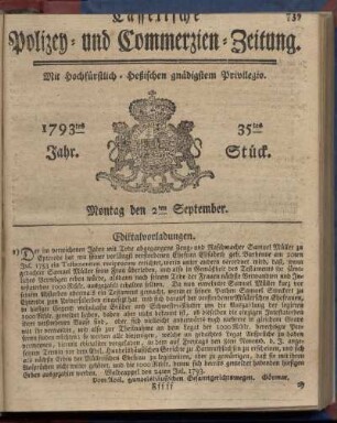 35tes Stueck, Montag den 2ten September 1793