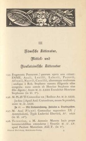 III Römische Litteratur, Mittel- und Neulateinische Litteratur