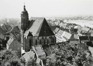 Stadtkirche St. Marien : Blick vom Burgberg gegen Stadtkirche St. Marien