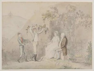 Louise Margarethe Unger geb. Tischbein mit ihrem Bruder Johann Heinrich Tischbein d. J., ihrem Sohn Wilhelm Unger und ihrem Neffen Heinrich Pforr