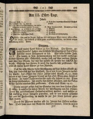409-410, Inhalt; Eingang; Evangelium