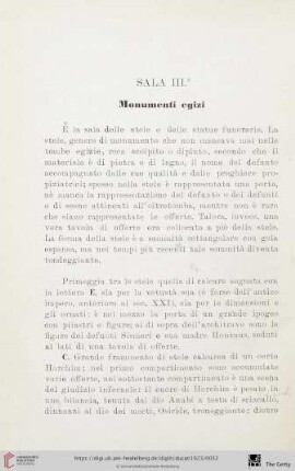 Sala III: Monumenti egizi