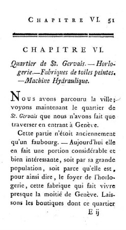 VI. Quartier de St. Gervais.? Horlogerie.?Fabriques de toiles peintes. ? Machine hydraulique.