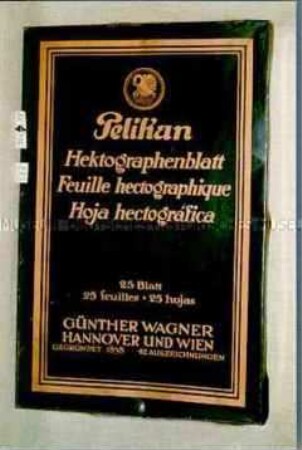Blechdose für 25 Stück "Pelikan Hektographenblatt"