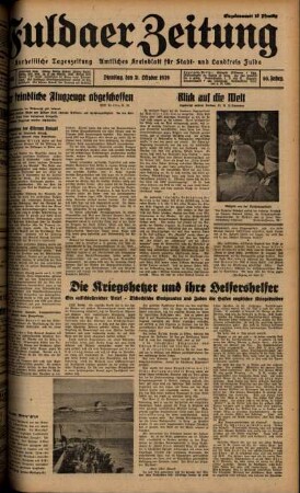 Ausgabe vom Dienstag, den 31. Oktober 1939.