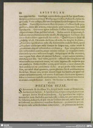 XLIII. Piscator. Bezae