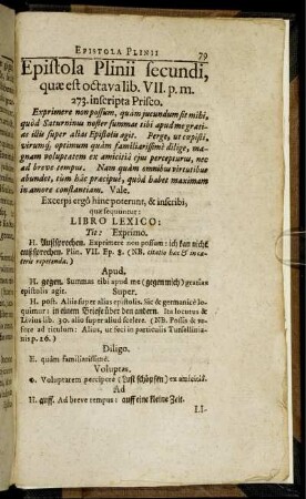 Epistola Plinii secundi : quæ est octava lib. VII. p. m.