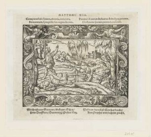 Gleichnis vom Unkraut unter dem Weizen, aus: "Biblische Figuren deß Neuwen Testaments", Frankfurt am Main 1562, S. b3 verso