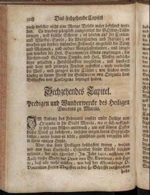Sechzehendes Capitel. Predigen und Wunderwercke des Heiligen Vincentii zu Murcia.