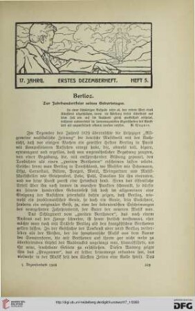 Berlioz: zur Jahrhundertfeier seines Geburtstages