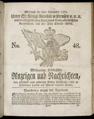 No. 48. Montags, den 28ten November 1763.