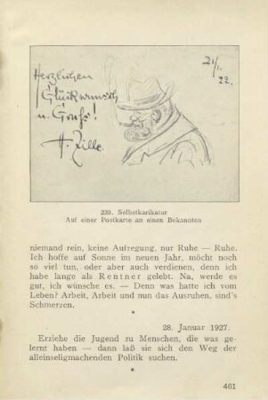 239. Selbstkarikatur auf einer Postkarte an einen Bekannten