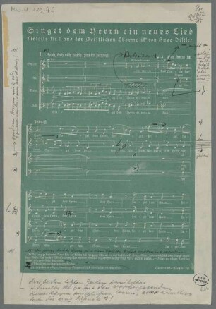 Geistliche Chormusik, Excerpts, Coro, op.12,1, LüdD p.441 - BSB Mus.N. 119,46 : [caption title:] Singet dem Herrn ein neues Lied